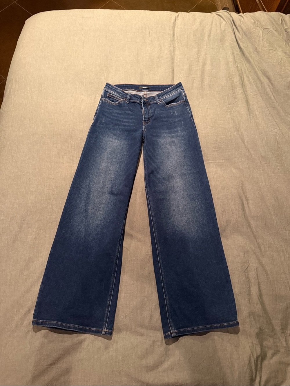 High-Rise Wide-Leg Jeans in Deep Blue Denim
